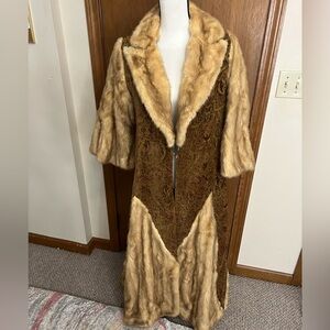 Vintage Tapestry Coat With Fur Trim